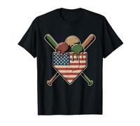 T-Shirt Softball Drip Camo - Drapeau USA Home Plate Patriotique T-Shirt
