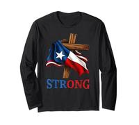 T-shirt solide avec drapeau du Texas Cross Christian Texas Pride 2025 Manche Longue