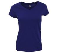 T-shirt SOLS Moon - Femme - Manches courtes - Col en V - Coupe ajustée - Bleu marine - Marque SOLS S