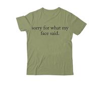 T-shirt « Sorry for What My Face Said », « My Face Said », T-shirt classique imprimé graphique pour femmes et hommes T-shirt à col en V, Vert-1, M