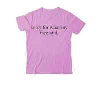 T-shirt « Sorry for What My Face Said », « My Face Said », T-shirt classique imprimé graphique pour femmes et hommes T-shirt à col en V, Rose - 1, M