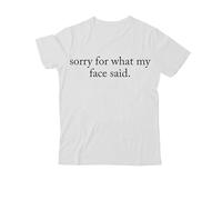 T-shirt « Sorry for What My Face Said », « My Face Said », T-shirt classique imprimé graphique pour femmes et hommes T-shirt à col en V, Blanc-1, M