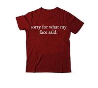 T-shirt « Sorry for What My Face Said », « My Face Said », T-shirt classique imprimé graphique pour femmes et hommes T-shirt à col en V, Bordeaux-1, M