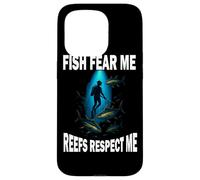 T-Shirt Spearfishing Plongée Fish Fear Me Reefs Respect Me Coque pour iPhone 15 Pro