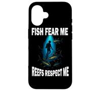 T-Shirt Spearfishing Plongée Fish Fear Me Reefs Respect Me Coque pour iPhone 16