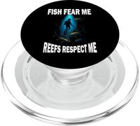 T-Shirt Spearfishing Plongée Fish Fear Me Reefs Respect Me PopSockets PopGrip pour MagSafe
