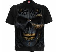 T-Shirt Spiral Direct Noir Or Crâne Squelette Tribal Mohawk Goth Punk M031M101