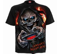 T-Shirt Spiral Direct Respawn Vidéo Jeu Gamer Crâne Feu Goth Punk T183M101