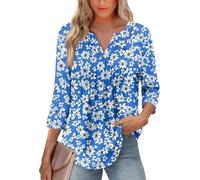 T-Shirt Sport Femme Pas Cher Col V Jabot Tube Top Ventes Flash du Jour, Humour Chic 3/4 Manches T-Shirt Fleurs Chemisier Col Mao pour Femme Élégant Fete Blouse de Travail XXL