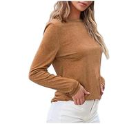 T-Shirt Sport Femme T-Shirt à Manches Sept Quarts pour Femmes,col Rond,Mode d'été,Coupe Confortable et décontractée(Coffee,S)