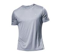 T Shirt Sport Homme Col Rond- T-Shirts à Manches Courtes Grande Taille Décontracté Séchage Rapide Été Respirant Frais Haut Couleur Unie Confortable Coupe Ample De Tous Les Jours Fitness Top