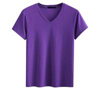 T Shirt Sport Homme Manches Courtes- Tee Shirt Col V Couleur Unie DéContracté Gilet Respirant Top ÉLasticité Classiques Slim Haut Comfortable Blouse Chic Passe-Partout Tunique Chemies Plage
