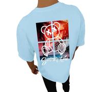 T Shirt Sport Homme T-Shirt Surdimensionné D'éTé pour Homme avec Col Rond Et Manches Courtes Style DéContracté Sportif Streetwear Tendance Dos Imprimé Confortable Coupe Ample Mode Urbaine Branché