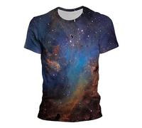 T-Shirt Sport pour Hommes Tee-Shirt imprimé en 3D sur l'espace l'univers et la Galaxie Tops d'été décontractés Vintage à Manches Courtes et col Rond
