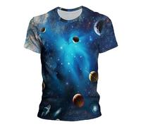 T-Shirt Sport pour Hommes Tee-Shirt imprimé en 3D sur l'espace l'univers et la Galaxie Tops d'été décontractés Vintage à Manches Courtes et col Rond