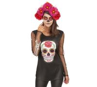 T-Shirt Squelette Coloré Femme Dia De Los Muertos Taille Unique Multicolore