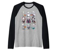 T-Shirt Squelette d'halloween - Groupe de Costumes effrayants Mignons Manche Raglan