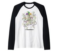 T-Shirt Squelette drôle Mardi Gras Danse Sauvage Carnaval Manche Raglan