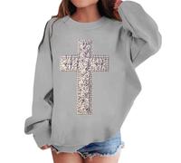 T-shirt stampato con scollo rotondo e maniche lunghe per uomo e donna, tessuto morbido e caldo per l'inverno, abbigliamento casual comodo da abbinare a jeans e sneakers, taglio regolare (Grey, 7-8