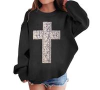 T-shirt stampato con scollo rotondo e maniche lunghe per uomo e donna, tessuto morbido e caldo per l'inverno, abbigliamento casual comodo da abbinare a jeans e sneakers, taglio regolare (Black, 3-4