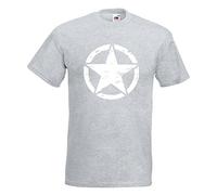 T-Shirt - Star de l'armée des États-Unis - Gris chiné - XL - imprimé avec Motif - été - Chemise Amusante - Sport - Loisirs
