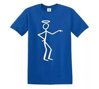 T-shirt Stickman des années 70 avec inscription « Spy Thriller TV » de Saint Simon Templar - Stickman Tshirts, Imprimé bleu roi et blanc, M