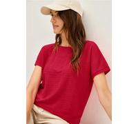 Cecil 3226755 T-Shirt structuré de Couleur Unie, Rouge Pomme glacé, S Femmes