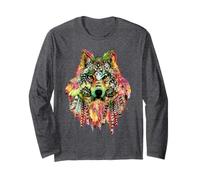 T-shirt style amérindien avec plumes de loup Pretty Tattoo Manche Longue