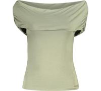 T-shirt stylé pour femmes Vert : manches courtes avec strass et design d'épaule libre, taille : XS Couleur : Verde