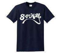 T-shirt Sugarhill Gang pour homme et femme Records Sugarhill Rappers Delight Hip Hop, T-shirt bleu marine imprimé blanc, XL