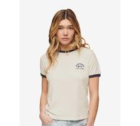 Superdry Beach Graphic Fitted Ringer Short Sleeve T-shirt Beige XS Femme
