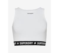 T-shirt Superdry Code Elastic Crop sans manches blanc noir femme - XXS