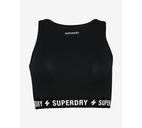 T-shirt Superdry Code Elastic Crop sans manches noir blanc femme - XXS
