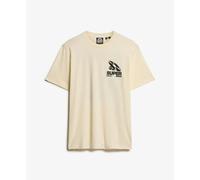 Superdry Record Label Oversize Short Sleeve T-shirt Beige S Homme