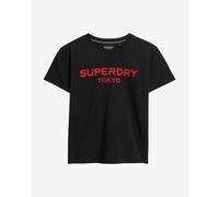 T-shirt Superdry Sport Luxe à manches courtes noir rouge femme. - S