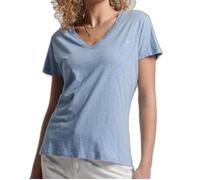 Superdry Studios Slub Embroidered Short Sleeve V Neck T-shirt Bleu XS Femme