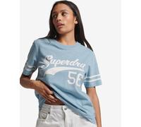 T-shirt Superdry Vintage Scripted Collegiate manche courte bleu clair blanc femme - XS