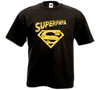 T-Shirt Superpapa Noir et Or - Humour Super Héro Papa (5XL)