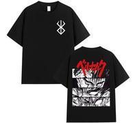 T-Shirt Surdimensionné Anime Berserk Imprimé Coton À Manches Courtes Unisex Coton Sweatshirt Mode Rétro Harajuku T-Shirt XS-3XL-Black||l