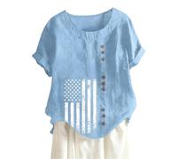 T-shirt surdimensionné décontracté à manches courtes pour coupe ample, haut respirant en lin mélangé, confortable au quotidien, t-shirt basique d'été, BU3., S