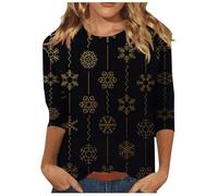 T-shirt surdimensionné pour femmes 2024 Europe et États-Unis Noël Halloween femmes manches longues col rond t-shirt pull chaud femmes, Noir , XXL