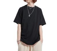 T-shirt surdimensionné pour homme - Coupe ample - Col rond - Streetwear - T-shirt lourd à manches courtes - Haut d'entraînement de gym, noir, XX-Large
