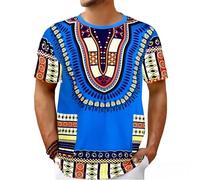 T-shirt surdimensionné pour homme Dashiki Africain - Motif ethnique - Manches courtes - Décontracté - Pour l'été - Hawaï - Plage - Vacances - T-shirt avec col rond - Style bohème streetwear - Caftan