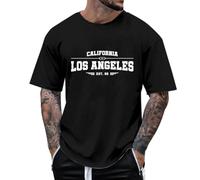 T-shirt surdimensionné pour hommes col rond manches courtes haut d'été ample t-shirt tendance avec alphabet graphique imprimé street wear sport haut décontracté, Noir , L
