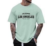 T-shirt surdimensionné pour hommes col rond manches courtes haut d'été ample t-shirt tendance avec alphabet graphique imprimé street wear sport haut décontracté, Vert clair., S