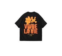 T-shirt surdimensionné Vivre la Vie - Noir et orange, Noir/orange, XL