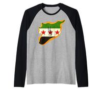 T-Shirt Syrie pour Femmes, Hommes, Enfants, Motif Drapeau syrien Manche Raglan