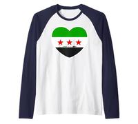 T-Shirt Syrie pour Femmes, Hommes, Enfants, Motif Drapeau syrien Manche Raglan