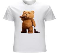 T-Shirt Ted Drink Beer Bear Beer Movie The Happiness is Have My T-Shirt Men's Tops Hipster Tees White S