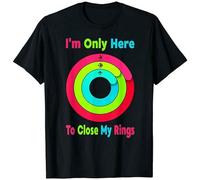 T-shirt tendance à manches courtes avec citation « I'm Only Here to Close My Ring Healthy » Noir, Noir , XL